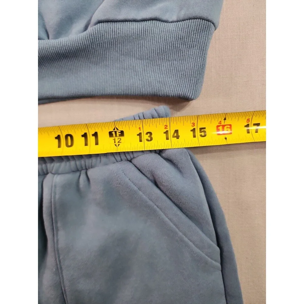 Women's Blue Fleece Lounge Set Sweatshirt & Shorts Matching 2-Piece...